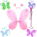 Fantasia infantil rosa fada bailarina asas+saia+tiara com led promo