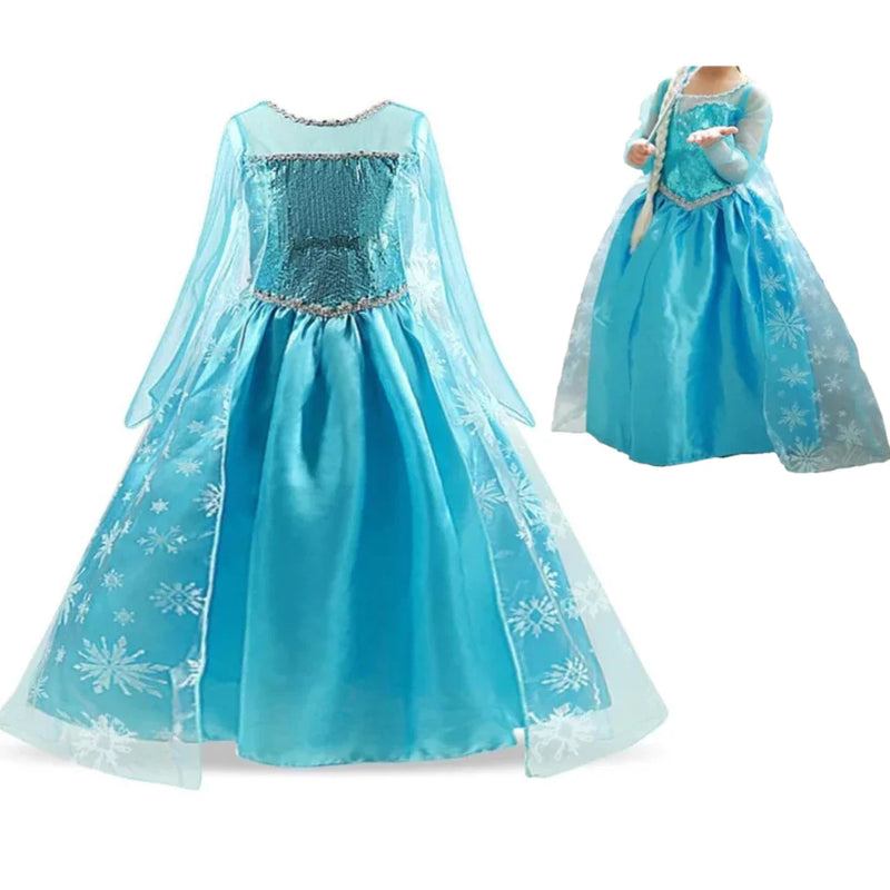 Vestido Princesa Fantasia Frozen Aniversario Luxo + Acessorios