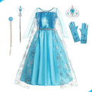 Vestido Princesa Fantasia Frozen Aniversario Luxo + Acessorios