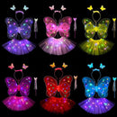 Fantasia infantil rosa fada bailarina asas+saia+tiara com led promo