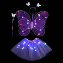 Fantasia infantil rosa fada bailarina asas+saia+tiara com led promo