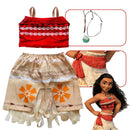 Fantasia Moana Infantil Com Colar e Faixa Filme Moana Festas Princesas