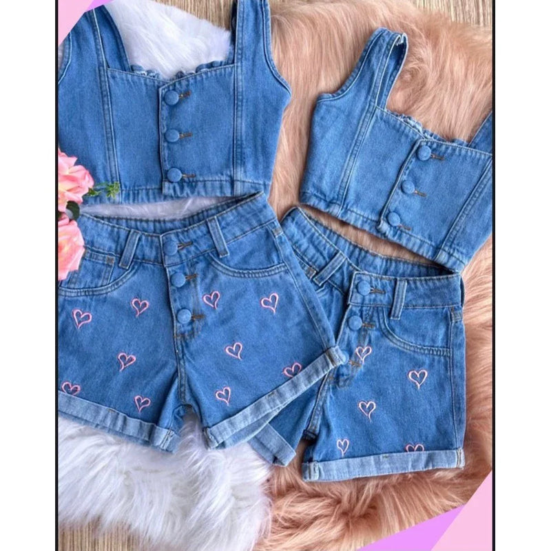Conjunto Jeans Juvenil Menina - Tamanhos 8 ao 16