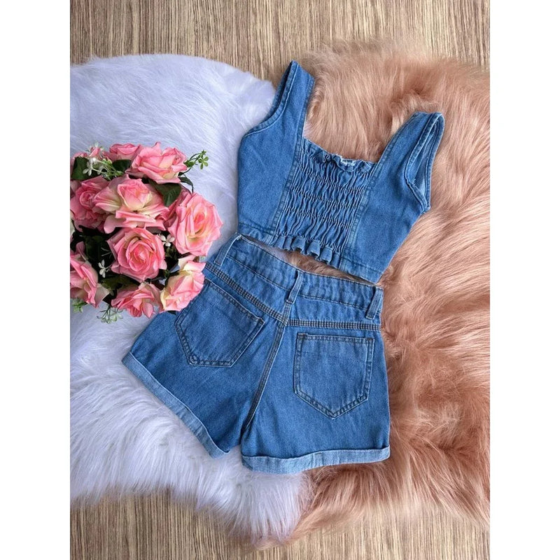 Conjunto Jeans Juvenil Menina - Tamanhos 8 ao 16