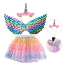 Kit Fantasia Infantil De Unicornio/Asa+Saia+Tiara