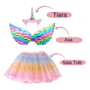 Kit Fantasia Infantil De Unicornio/Asa+Saia+Tiara